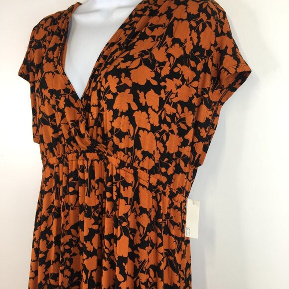 NWT Amazon Essentials Rusted Orange Floral Maxi Dress Size L - Picture 5 of 10